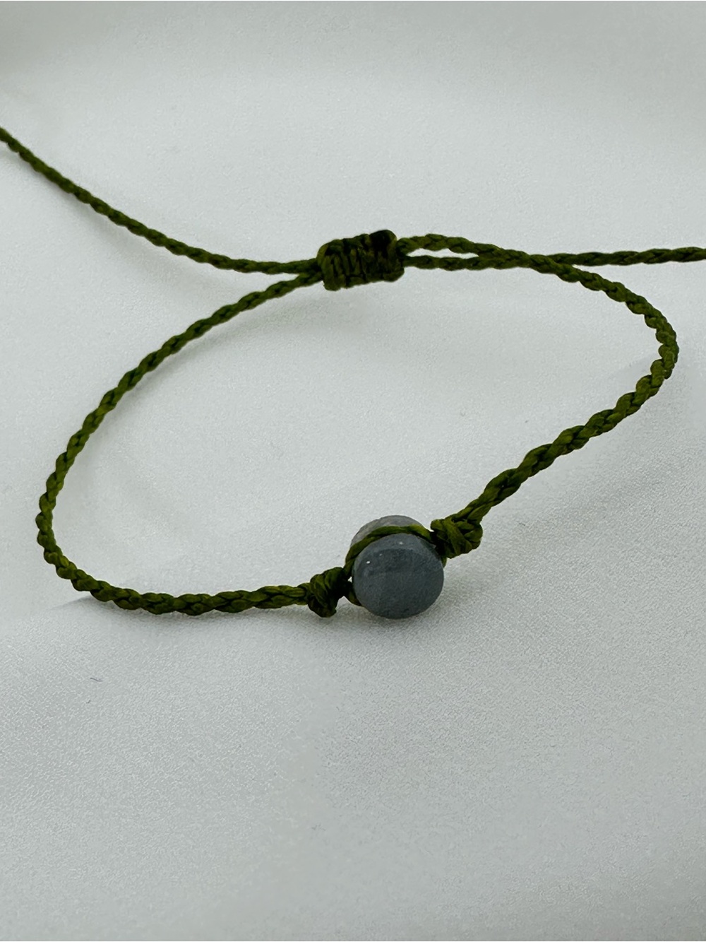 Grey Jade Bracelet Handmade Guatemala Adjustable Green Cord